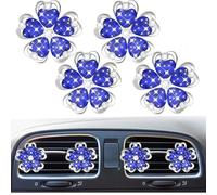 4Pcs Bling Sparkling Cute Daisy Flower Car Air Vent Clips,Rhinestone Auto Air Conditioning Outlet, Air Freshener Diffuser Charm,Car Interior Decoration Accessory for Women (Sapphire Blue)