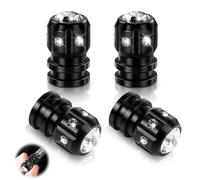 4Pcs Bling Tyre Caps,Dust Caps for Car Tyres Corrosion Resistant Tyre Valve with Sparkly Rhinestones Diamond Metal Air Leakproof Car Accessories for Cars SUVs Bicycles Motorcycles Trucks Bikes Black