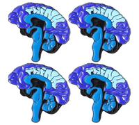 4pcs Blue Human Brain Brooch Alloy Breastpin for Women