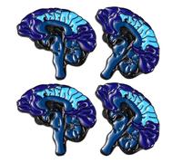 4pcs Blue Human Brain Brooch Alloy Cartoon Pin for Women
