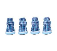 4Pcs Blue Non Slip Dog Shoes, Pet Sport Shoes for Puppy, Breathable Soft Cloth Sneakers with Hook and Loop Closure, Outdoor Indoor Protection for Small Medium Dogs (4)
