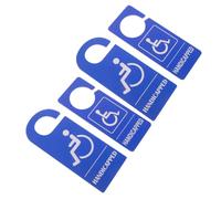 4pcs Blue PVC Disabled Parking Sign Hanger, Handicap Placard for Lots | Fade Resistant Print, High Contrast Graphics, Hook Design, Rectangle Format, for Posts or Door Handles
