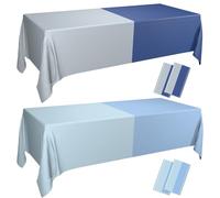 4Pcs Blue Tablecloths Gradient Dusty Blue Table Cover Rectangle Ocean Assorted Waterproof Table Cloth for Under The Sea Beach Summer Pool Birthday Supplies, 130 x 220cm