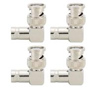 4Pcs BNC Connector, BNC Male to BNC Female Right Angle Elbow 50 Ohms Brass Adapter for Coaxial Cable in Communication Systems CCTV