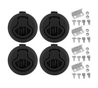 4PCS Boat Hatch Latches 2.4in Flush Pull Slam Latch Round Ring Lock Black ABS for Boat Door RV Cabinet Trailer Hatch Drawer Panel Use