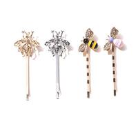 4Pcs Bobby Pins Cute Little Bee Hair Grips Hair Clips Color Hairpin Side Clip Bridal Hair Accessories Wedding Headpieces for Girls Women