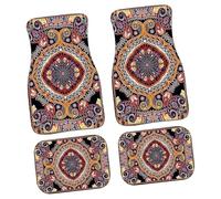 4pcs Bohemian Car Mats - Boho Car Rug, Car Front Rear Mats, Car Floor Mats Boho Full Set | Heavy Duty Rugs, Bohemian Car Mats, Boho Car Accessories, Non-Slip, Retro, Protects Against Snow, Mud