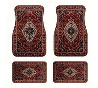 4Pcs Boho Car Floor Mats Heavy Duty Dirty Resistant Persian Carpet Rubber Back Car Decoration Car Floor Protector Rugs(Color-06)