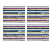 4Pcs Boho Colorful Stripes Placemat Waterproof Heat Resistant Woven Table Mat