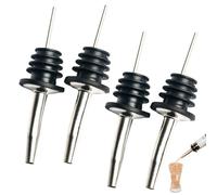 4Pcs Bottle Pourers for Spirits,Wine Dispenser,Speed Pourer,Olive Oil Spout,Liquor Pour Spouts,Bottles Pouring Stoppers,Cocktail Accessories,Stainless Steel Silicone Stopper,for Drinks Coffee Whiskey