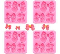 4Pcs Bow Chocolate Molds Bow Silicone Fondant Mold Mini Epoxy Resin Mold Cake Pop Molds for Cupcake Cake Candy Chocolate Sugarcraft Pudding Decoration