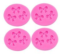 4Pcs Bow Fondant Mold, Silicone Cute Mini Bow Chocolate Mold for Sugar Candy Cake Chocolate Craft DIY Cake Pudding Decorating Cupcake Topper