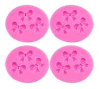 4Pcs Bow Fondant Mold, Silicone Cute Mini Bow Chocolate Mold for Sugar Candy Cake Chocolate Craft DIY Cake Pudding Decorating Cupcake Topper Molds Silicone