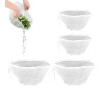4pcs Bowl-Shaped Nylon Nut Milk Bags, Medium and Large Cheese Cloth Bags Reusable Fine Mesh Strainer for Almond Milk Greek Yogurt Juicing Coffee (White)