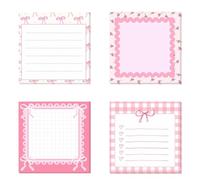 4Pcs Bowtie Print Notepads 30 Sheets Each Adhesive Memo Pad for Daily Travel Note School Home Taking Colorful Gluey Record Set