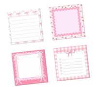 4Pcs Bowtie Print Notepads 30 Sheets Each Adhesive Note Paper Pocket Memo Pad for Offices School Home Organization Lovely Notepads for Offices