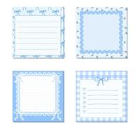 4Pcs Bowtie Print Shape Notepads 30 Sheets Each Adhesive Note Memo Pad Reminder on Journal Notebook Planner Fridge Colorful Gluey Record Set