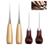 4PCS Bradawl Tool, 2 Types Wooden Awl Tool, Gourd Shape Awl Tool,Brown Beige Sewing Awl for Wood,Reusable Sewing Awl Tool for Leather Punching Sewing Paper Crafts or DIY Manual Needle Punching