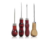 4Pcs Bradawl Tool with Wooden Handle, Awl Punch Tool for Wood, Multi-Purpose Design Craft Tools, Professional Piercing Tools for Wood Leather Sewing and DIY Crafting Fabric