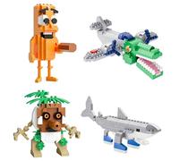 4pcs Brainrot Animal Figures, Quirky Meme-Inspired Decor, Desktop Ornaments & Creative Display Set (Shark, Crocodile, Stickman, Proboscis Monkey)