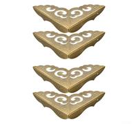 4pcs Brass Corner Protectors for Furniture, Decorative Edge Guards with Floral Design, Cabinet Drawer Wardrobes Hardware, 6.6cm 8cm(6.6cm)