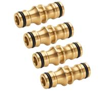 4PCS Brass Double Male Hose Connectors, Solid Brass Hose End Connector Extender for Garden Hose, Hose Pipe, Watering and Irrigation Systems, Quick Coupling Adapter for Garden Hose Joiner