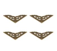 4Pcs Brass Flat Corner Protectors Right Angle Brackets Decorative Corner Braces for Box Cabinet Table Chair, 50 x 50mm, Bronze