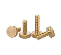 4pcs Brass Large Flat Head Knurled Straight Thread Hand Screw, Adjusting Bolts(M4 x 12mm)