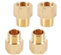 4pcs Brass Pipe Fitting, 1/2" inch Male to Female Adapter Connector Heavy Duty Threaded Pipe Hose Reducer Hex Bushing for Plumbing Hydraulic Gas Systems