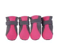 4PCS Breathable Mesh Dog Shoes with Anti-Slip Soles - Adjustable Straps Pet Boots for Small Dogs, All-Season Paw Protection(Pink,S)