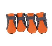 4PCS Breathable Mesh Dog Shoes with Anti-Slip Soles - Adjustable Straps Pet Boots for Small Dogs, All-Season Paw Protection(Orange,L)