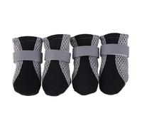 4PCS Breathable Mesh Dog Shoes with Anti-Slip Soles - Adjustable Straps Pet Boots for Small Dogs, All-Season Paw Protection(Black,M)