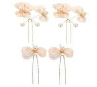 4Pcs Bridal Hair Pins U Shaped Pearl Hair Accessories with Flower Design for Brides Bridesmaids and Women Elegant Wedding Hairpieces for Special Occasions