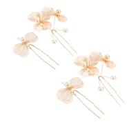 4Pcs Bridal Hair Pins U Shaped Pearl Hair Clips for Weddings Vintage Styling Accessories for Women and Includes Backup Pins for Bridal Look