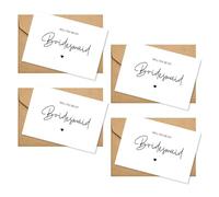 4pcs Bridesmaid Proposal Card Set - Will You Be My Bridesmaid Cards with Kraft Envelopes - Wedding Invitation Cards for Maid of Honor, Flower Girl & Bridal Party - Premium 300gsm Cardstock