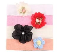 4pcs Bright And Soft Fabric Flower Headwear For Children Ages 0-3 Year Birthdays And School Activity Wear Headbands