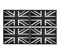 4Pcs British Union Jack Patch Black & White Tactical British Union Jack Flag Patch United Kingdom Embroidered Fabric Patch Hook and Loop Applique for Military Uniform Tactical Bag Jacket Jeans Hat