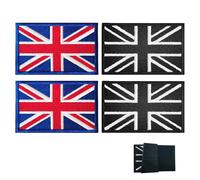 4Pcs British Union Jack Patch United Kingdom Flag Patch Tactical Patches | Black and Blue Hook and Loop Applique Military Uniform Tactical Bag Jacket Jeans Hat Backpack Travel Bag Coat Camping Present