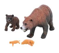 4Pcs Brown Bear Model Set PVC Lifelike Bear Figure Animal Life Cycle Model Set for Education Entertainment