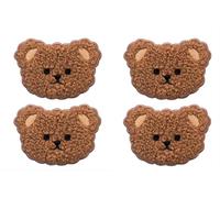 4Pcs Brown Bear Plush Iron On Patch, Cute Cartoon Clothes Appliques, Creative Animal Badges, Soft Sewing DIY Patches (Brown)