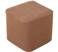 4PCS Brown Elastic Square Ottoman Footrest Cover - 30x30cm Sofa Protector, Stretchable Design, Easy to Clean Fur Protector for Ottoman & Footstool