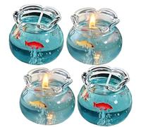 4pcs Bubble Candle Mini Candle Set, Cute Mini Fish Tank Design, Decorative Mini Candles for Home Ambiance, Pack of Four Bubble Candles in Fish Tanks Style