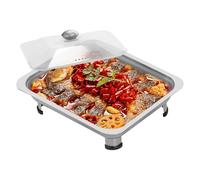 4PCS Buffet Dish Trays, Food Plate Server,Rectangular Chafing Dish Serving Tray,Food Warmer for Parties,Food Pan Buffet Server Caterings Parties