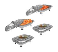 4PCS Buffet Dish Trays, Rectangular Buffet Dish Trays with Lids, 3L Food Warmer Buffet Server Chafing Dish Set, Commercial Grade Chafer Pan Tray, 32*24*16.5cm, Max 4kg, for Party Event Buffet Picnic