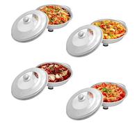 4PCS Buffet Dish Trays, Round Buffet Dish Trays with Lids, 4L Food Warmer Buffet Server Oval Chafing Dish Set, Commercial Grade Chafer Pan Tray, 35.5 * 14.5cm, Max 4kg, for Party Event Buffet Picnic