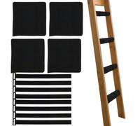 4Pcs Bunk Bed Ladder Pads with 8Pcs Adjustable Hook and Loop Fastener Straps,Comfort Black Anti Slip Cover for Stepladder Climbing Ladders Bed Ladders Telescoping Ladder