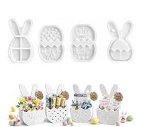 4PCS Bunny Tray Resin Molds,Easter Rabbit Shaped Silicone Moulds Set for Epoxy Resin Casting DIY Handmade Decoration Crafting Gifts Easter Decor (4PCS)