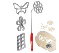 4pcs Bunuelos Cookie Molds Set, Detachable Waffle Baking Molds, Fried Dough Maker Kitchen Gadgets with Handle for Rosette Cookies, Shrimp Cakes, Fried Dumplings