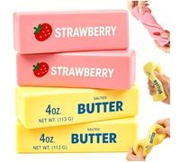 4PCS Butter Toy Soft Cheese Toy, Slow Rising Chocolate Strawberry Butter Stick Toy Sensory Stress Anxiety Relief, Adults ADHD Fidgets Toy for Home Office