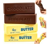 4PCS Butter Toy Soft Cheese Toy, Slow Rising Chocolate Strawberry Butter Stick Toy Sensory Stress Anxiety Relief, Adults ADHD Fidgets Toy for Home Office
